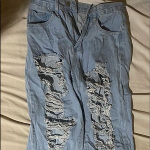 ripped high waisted wide leg jeans